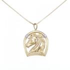 Authentic K18yg Pt Horse Diamond Necklace 0.05Ct  #270-003-861-7741