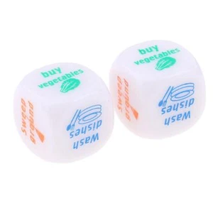 2Pcs Creative D6 Dices Sic Sided Housework Chores Decider for Families Toys - Picture 1 of 8
