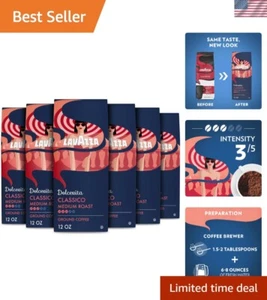 Lavazza Classico Ground Coffee 12 Ounce Pack of 6 Medium Roast Aroma Taste - Picture 1 of 9