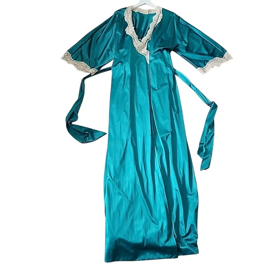 Juego de bata de camisón vintage verde 34/36 Lave Trim íntimates tocador para dormir feria EE. UU. Foto 1 de 4