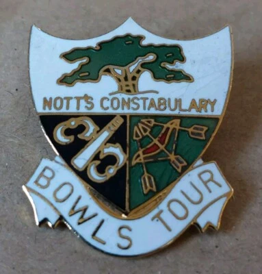 NOTTS CONSTABULARY BOWLS TOUR Vintage Enamel Pin Badge, Police Collectable - Image 1 of 2