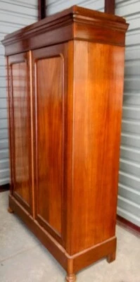 Armoire Mahogany Solid Flame 5 shelfs, tall wide double doors - Image 1 of 4