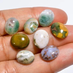 Natural Ocean Jasper Oval Shape Loose Gemstone Cabochon 8 Pieces 24 Carat lot - Picture 1 of 4