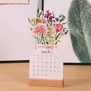 2025 Bloomy Flowers Desk Calendar Vase Shaped Monthly-Calendar Planner for Home - Picture 1 of 10