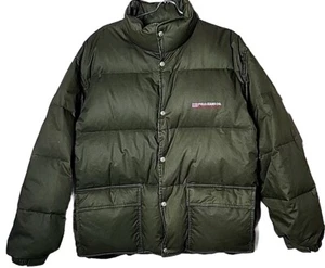 Polo Jeans CO. Ralph Lauren Men L Green Denim Goose Down Full Zip Puffer Jacket - Picture 1 of 8