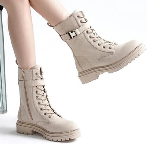 CentroPoint Women's SZ 9 Lace Up Combat Boots Low Heel Mid Calf Military Boots - Picture 1 of 5