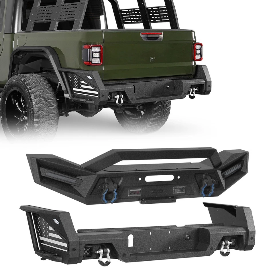 Parachoques trasero delantero de acero con peldaños deslizantes de cabecera para Jeep Gladiator JT 2020-2025 Foto 1 de 1