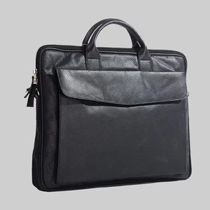 Sacoche pour ordinateur portable en cuir noir pour homme - Mallette de bureau - Sac à bandoulière voyage d'affaires - Photo 1/5