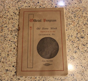 Antique Old Home Week, Uniontown, PA Official Program Booklet, 1912, Fayette Co. - Imagen 1 de 8