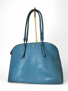 Coccinelle Blue Leather Tote Shoulder Bag – Tan Satin Interior - Picture 1 of 9