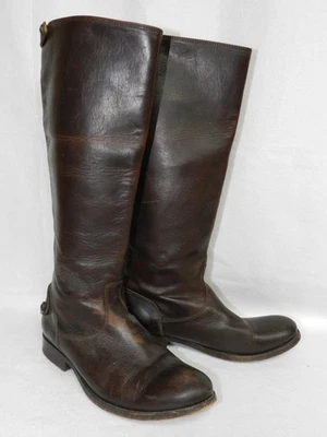 Botas Frye Melissa 8.5B Botón Trasero Cremallera Alto Cuero Marrón 76431 Montar Foto 1 de 4