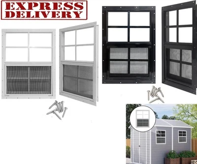 2 Shed Windows 12x18 14x21 18x23 18x17 24x27 36 Tempered Glass Fiberglass Screen - Image 1 of 4
