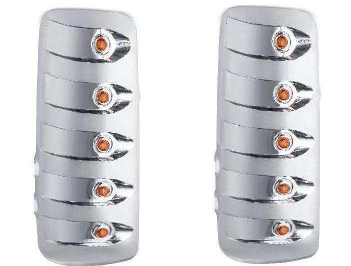 Kenworth T680-T880 Driver/Passenger Side Mirror Covers w 3/4" Amber LED Lights - Image 1 of 3