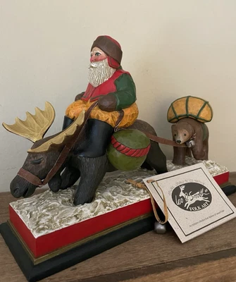 LEO SMITH FOLK SANTA MOOSE BEAR Christmas  11" X 8" Limited Edition 167/750 RARE - Image 1 of 4