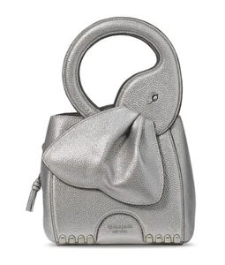 Neu Kate Spade Ellie Metallic Kieselleder 3D Elefant Oberteil Griff Umhängetasche - Bild 1 von 8