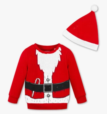 PALOMINO C&A Jungen Set Sweatshirt und Weihnachtsmütze rot Weihnachtspullover NEU mit Etikett