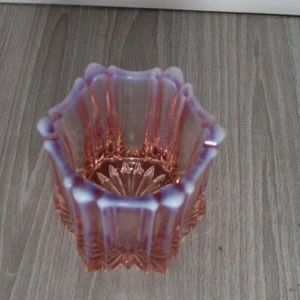 Vintage Fenton Rosa Rose Opalisierend Gerippt Glas Vase - Bild 1 von 12