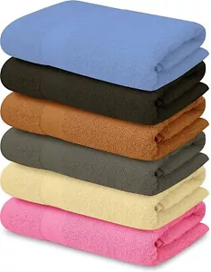 Set of 6 Extra Large Cotton Bath Towels For Bathroom Absorbent Shower Towel Bulk - Picture 1 of 6
