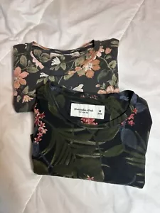 Abercrombie & Fitch Women Top M Floral Shirt Short Sleeve Soft A&F Lot of 2 K14 - Picture 1 of 8