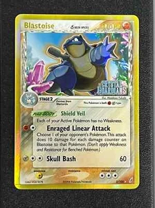 Pokemon Blastoise δ 2/100 Crystal Guardians Reverse Holofoil MP FOIL LINE ERROR - Picture 1 of 5