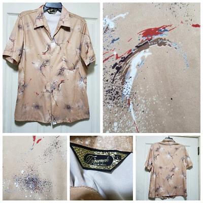 Camisa De Colección Triumph California Hombres Grande Marrón Disco Abstact Art Retro Años 70 Papá Foto 1 de 4
