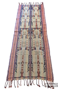 Antik Mid-Century Sumba Pahikung Ikat handgewebter traditioneller Wandteppich - Bild 1 von 15