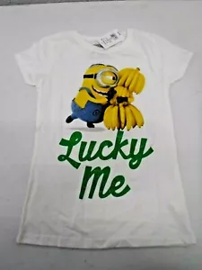 CAMISETA DE NIÑAS TALLA GRANDE 14 DESPRECIABLE ME MINION LUCKY ME BANANAS NUEVA CON ETIQUETAS #21371 - Imagen 1 de 1
