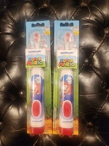 Spinbrush Toothbrush Super Mario Kid’s Battery, Soft, Mario x2 FACTORY SEALED - Picture 1 of 2
