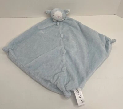Angel Dear Blue Lamb Manta de Seguridad Suave Lovey Dormir Esquina Nudos Blanca Foto 1 de 4