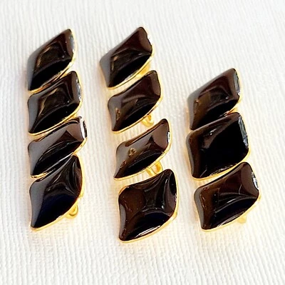 11 Black Concave Square Enamel Shank Button 1986 The Collection La Mode New 3/8" - Image 1 of 4