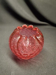 Vintage Fenton Cranberry Inverted Dot Rose Ruffle Edge Bowl Vase #1 - Picture 1 of 7