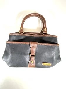 Liz Claiborne Black Leather Handbag With Brown Trim - Picture 1 of 5