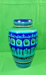 Decorative Gouda Holland Flora Faenza Turquoise Cobalt Blue Green Vase 28 cm - Picture 1 of 7