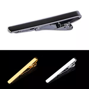 Mens Stainless Steel Tie Clip Necktie Bar Clasp Clamp Pin Gold Black Silver