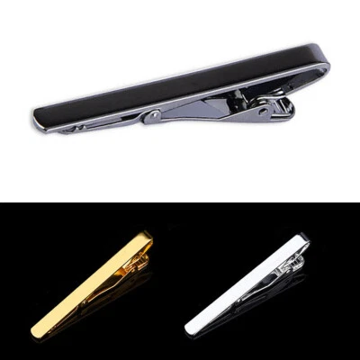 Mens Stainless Steel Tie Clip Necktie Bar Clasp Clamp Pin Gold Black Silver - Image 1 of 4