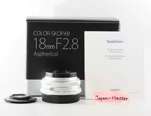 Voigtlander COLOR-SKOPAR 18mm F2.8 Pancake Lens Fuji-X mount Fujifilm Silver New - Picture 1 of 16