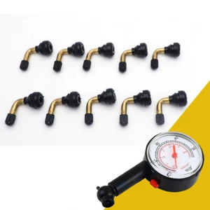 10X Aste Valvola Pneumatici Tubeless 90° + Manometro Pneumatici per Moto PVR70 - Foto 1 di 9