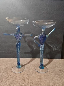 SIGNIERT IVAN STEFANIK KUNST GLAS MÄNNLICH & WEIBLICH FIGUREN SKULPTUR KERZENHALTER - Bild 1 von 10