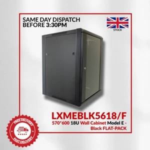 18U Server Rack Network Cabinet 19 inch 570 x 600mm Black free 1U Blanking Panel - Picture 1 of 6