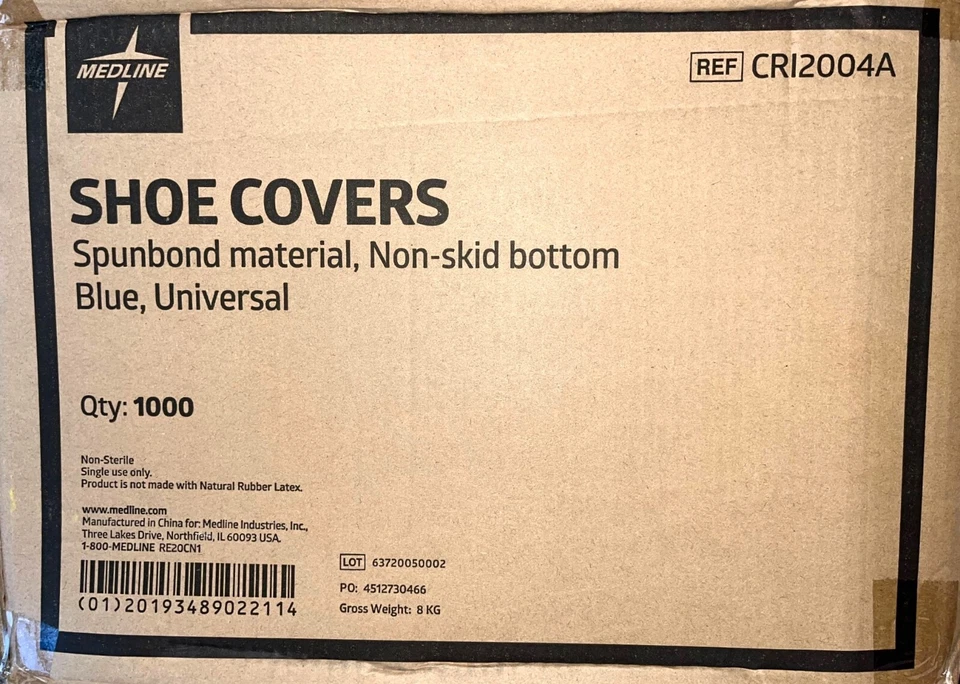 Medical Shoe Covers | Non-Skid Fits All | Medline CRI2004A | Blue 1 000 Count