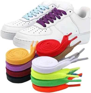 10 Pairs Flat Colored Shoe Laces, 40 Inch Wide Shoelaces Multipack Strings Athle - Picture 1 of 7