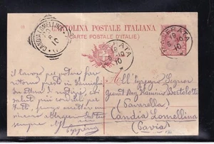 Cartolina Regno Timbro Tondo Riquadrato Candia Lomellina 1910 WD4008 - Picture 1 of 1