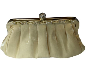 Gunne Sax Satin Handtasche schimmernd gold/gelb mit Strass Abschlussball schick formell - Bild 1 von 5