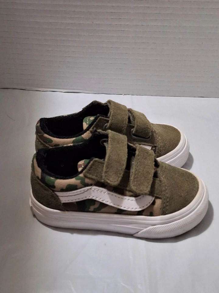 Furgonetas para niños pequeños talla 5 correas dobles camuflaje verde niños Foto 1 de 4