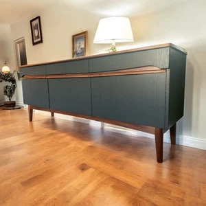 Vintage MCM Remploy Teak Sideboard Painted Fusion Cast Iron (Not Nathan) - Picture 1 of 4