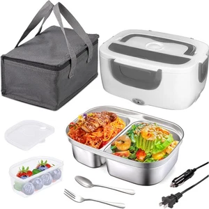 Electric Lunch Box Food Heater with 2 Compartments 40W Portable Heated Lunch Box - Picture 1 of 13