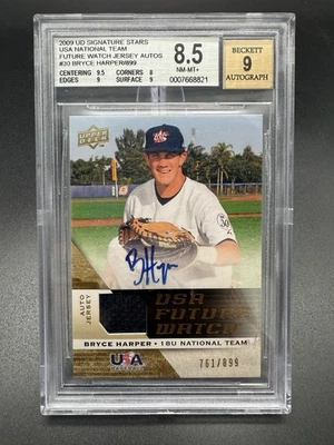 2009 Upper Deck #30 Bryce Harper RC BGS 8.5 USA Future Watch Jersey Auto /899 - Image 1 of 2