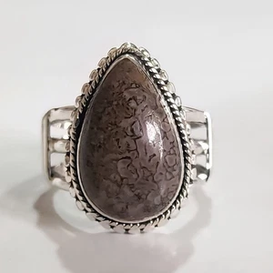 DINOSAURIER KNOCHEN NATUR EDELSTEIN 925 STERLING SILBER HANDARBEIT SCHMUCK RING 3 TO12  - Bild 1 von 5