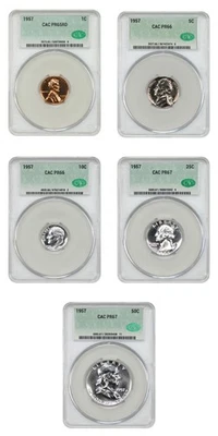 1957 Proof Set 1C-50C CACG PR65-67 - Proof Sets - Image 1 of 4