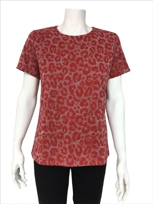 Pieces Size Medium Flame Scarlet/Silver Crew Neck Short Sleeve Pullover Top - Image 1 of 4